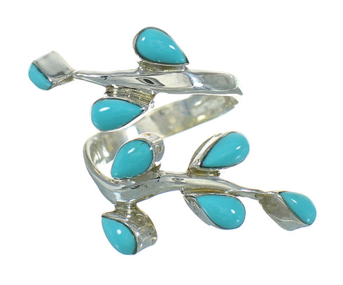 Southwestern Sterling Silver Jewelry Turquoise Ring Size 5-1/4 AX89232